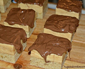 Banana Brownies With Peanut Butter Frosting & Chocolate