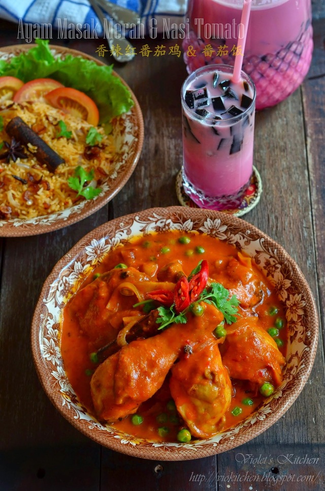 香辣红番茄鸡 & 番茄饭 Ayam Masak Merah & Nasi Tomato | Malay Red Cooked Chicken & Tomato Rice