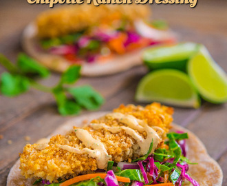 Fried Chicken Tacos with Collard Slaw  & Chipotle Ranch Dressing