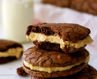 Brownie Cookie Sandwich with Peanut Butter Frosting