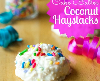 Cake Batter Coconut Haystacks