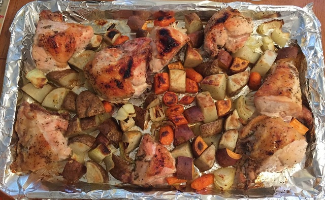 A One Pan Favorite – Chicken and Potatoes Sheet Pan Supper