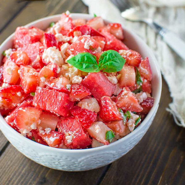 Watermelon, Strawberry and Feta Salad
