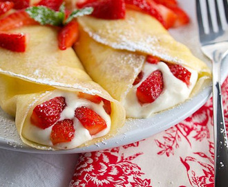 Cream and Strawberry Crepes       Guilt Free Protein Rich Dessert Recipe