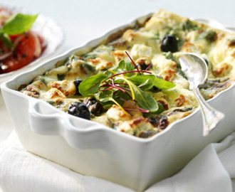Vegetarisk Lasagne med fetaost och oliver