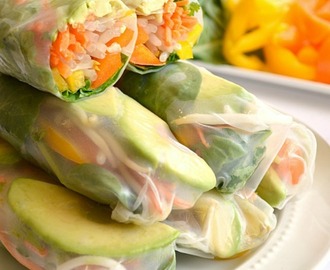 Vegetarian Avocado Summer Rolls with Sweet ‘N Spicy Cilantro Dipping Sauce