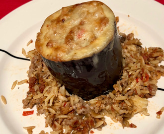 stuffed eggplant with minced poultry