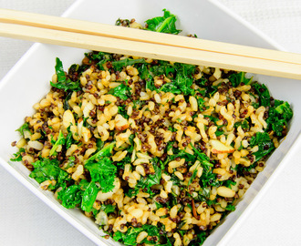 Fried rice with quinoa and kale