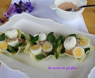 Cestini con uova di quaglia antipasto pasquale