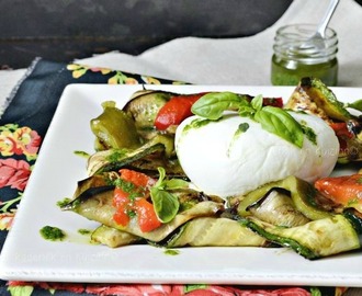 Salade mozzarella, légumes grillés à la plancha et pesto basilic