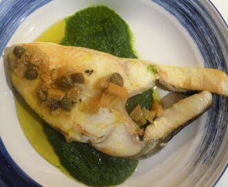 Halibut Steaks on a Pea and Spinach Puree with Preserved Lemon Salsa Recipe