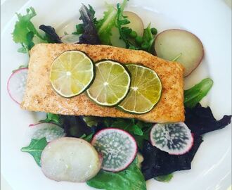 Salmon Fillets with Baby Greens and Arugula Salad
