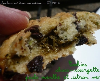 Vegan cookies (sans œuf) : choco-courgette, pesto de menthe et citron vert