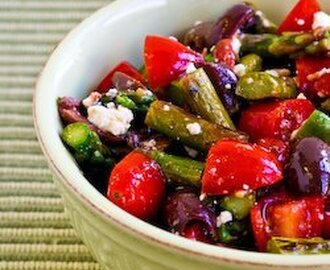 Salad with Asparagus, Cherry Tomatoes, Kalamata Olives, and Feta