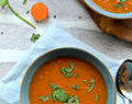 Vegan Carrot tomato soup with tamarind and ginger