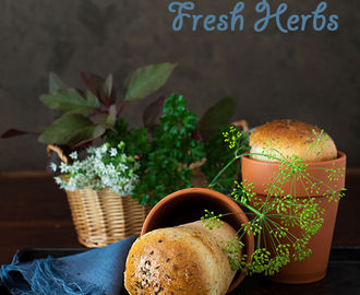 Garlic Bread with Fresh Herbs Baked in Flower Pots