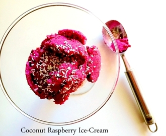 Coconut Raspberry Ice-Cream (No Machine Needed)