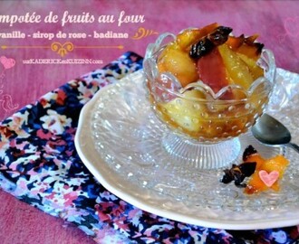 Compotee fruits – Recette fruits au four sirop rose Jamie Oliver
