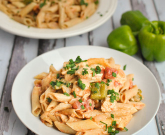 Creamy Harissa Spiced Chicken Pasta with Peppers