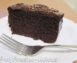 Moist Dark Chocolate Cake with Dark Chocolate Ganache