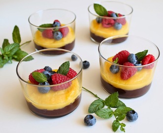 Crema bicolore con frutti di bosco/ Двухслойный десерт с лесными ягодами