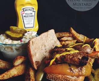 Sausage and Peppers Submarine with Steak Fries featuring Heinz Yellow Mustard®