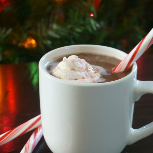 Homemade Hot Chocolate with Frozen Peppermint Whipped Cream