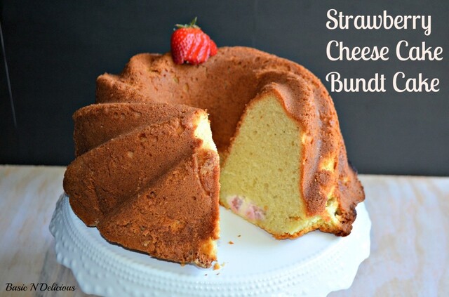 Strawberry Cheese Cake Bundt Cake #BundtBakers