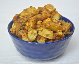 Koorkka- Thengakothittu Ularthiyathu (Stir fried Chinese Potatoes with Coconut Bits)