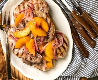 Grilled Rib Pork Chops with Sweet and Tangy Peach Relish