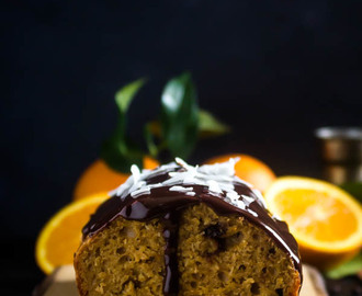 Κέικ πορτοκαλιού, με καρύδα και σοκολάτα