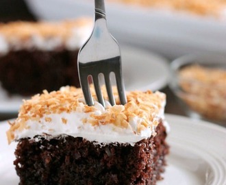 Coconut Cream Chocolate Poke Cake