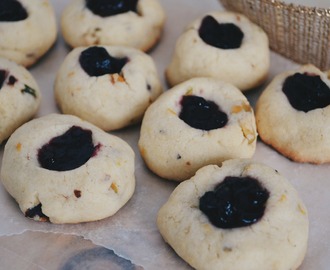 Thumbprint Cookies with Pistachios, Orange Zest and Black Currant Jam