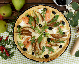 Salmon Quiche with Pears and Camembert