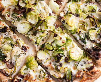 Brussels Sprouts Pizza with Balsamic Red Onions
