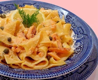 Pappardelle with Smoked Salmon, Caper and Dill Sauce