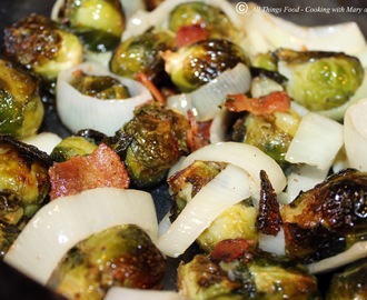 Roasted Brussels Sprouts with Bacon and Onion