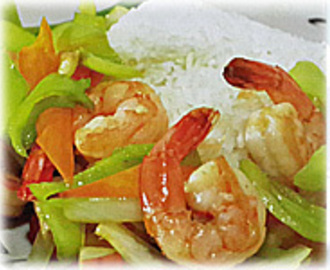 STIR FRIED SHRIMP WITH GREEN PEPPERS