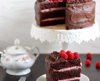 Red Wine Chocolate Raspberry Cake – Filling, Icing, Decorating