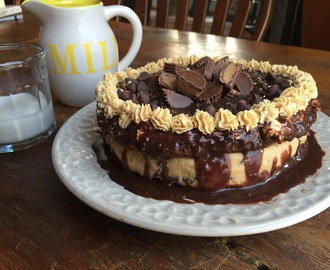 Reeses Inspired Brownie Peanut Butter Cookie Dough Layer Cake