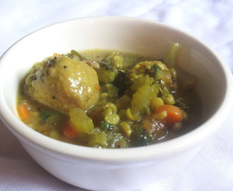 Indian-Style Split Pea Soup with Cornmeal Dumplings