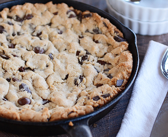 Soft Baked Skillet Chocolate Chip Cookie {Egg-Free}
