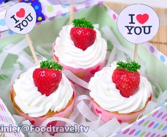 สตรอเบอรี่มัฟฟิน Strawberry Muffin – Strawberry In Love (เมนูวันวาเลนไทน์)