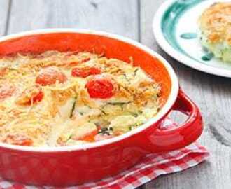 Courgette-tomatengratin met macaroni