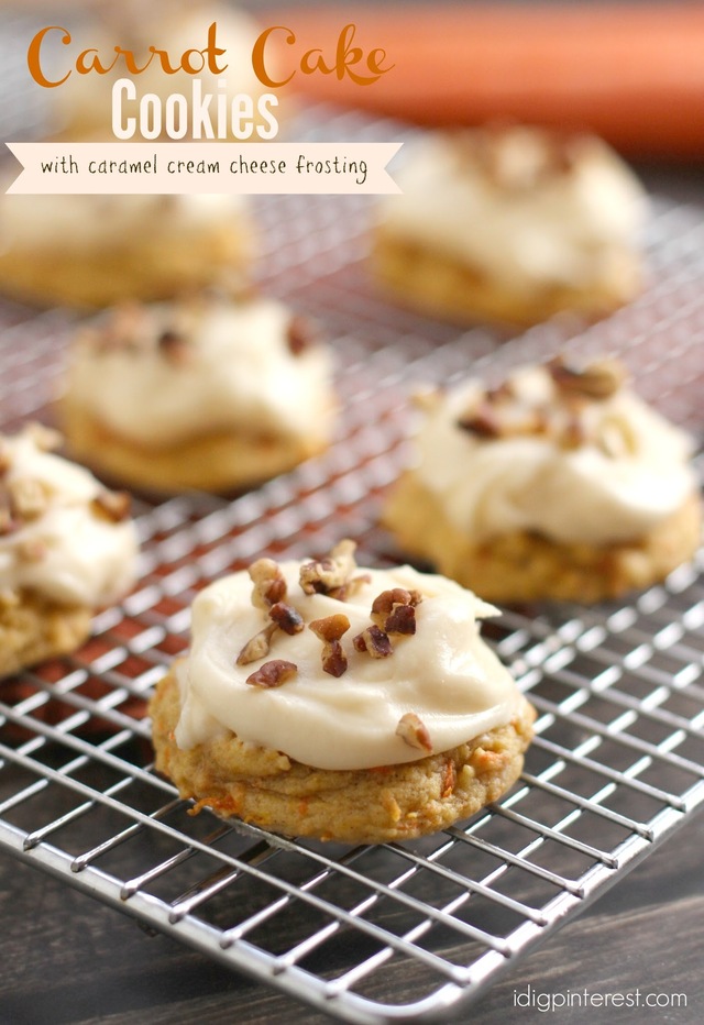 Carrot Cake Cookies with Caramel Cream Cheese Frosting