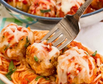 Chicken Parmesan Meatballs with Spinach