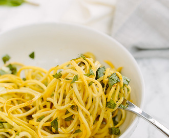 Spiralized Yellow Squash with Basil and Mint