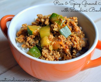 Rice & Spicy Ground Meat with Zucchini Bowls (Tigelas com Arroz & Carne Moida Picante com Abobrinha)