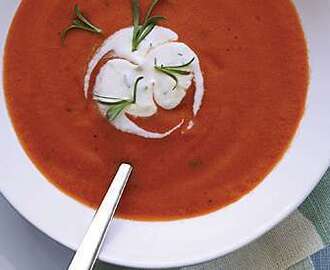 Chilled Tomato Soup with Tarragon Crème Fraîche