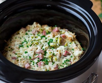 Slow Cooker Ham and Broccoli Bread Pudding